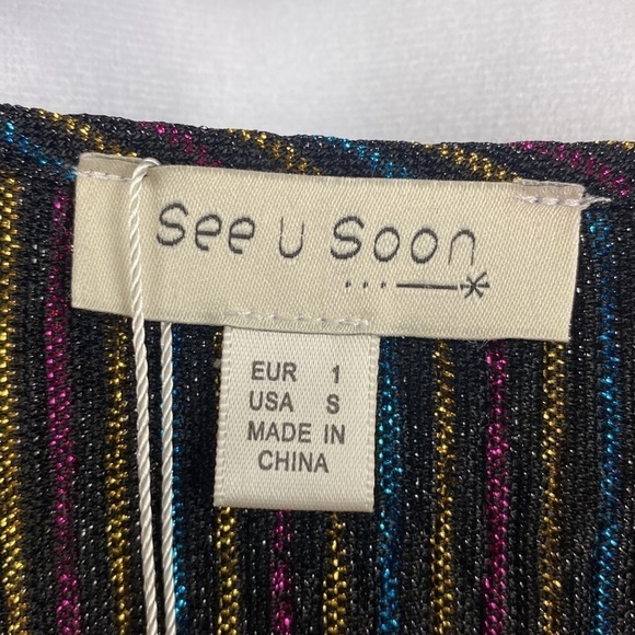 Anthropologie See U Soon Black Sparkle Multicoloured Blouse - Size Small - Picture 8 of 16